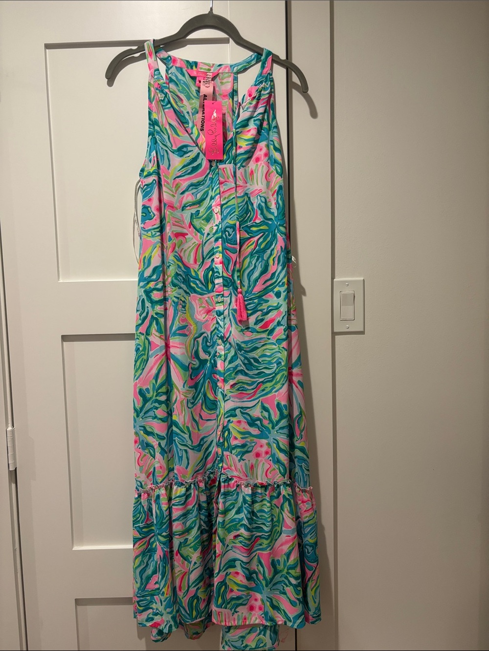 Lilly Pulitzer Pink, Teal & Green Swirl Maxi Dress
